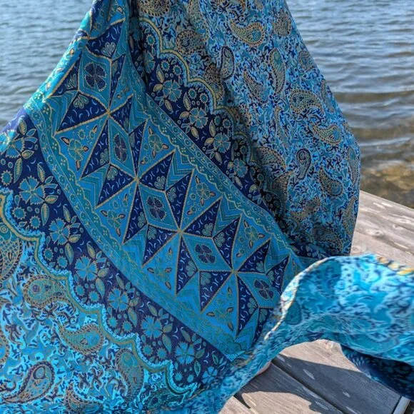 Batik Bali Dress Long One Size Hand Dyed Asymmetrical Hem - Picture 11 of 12